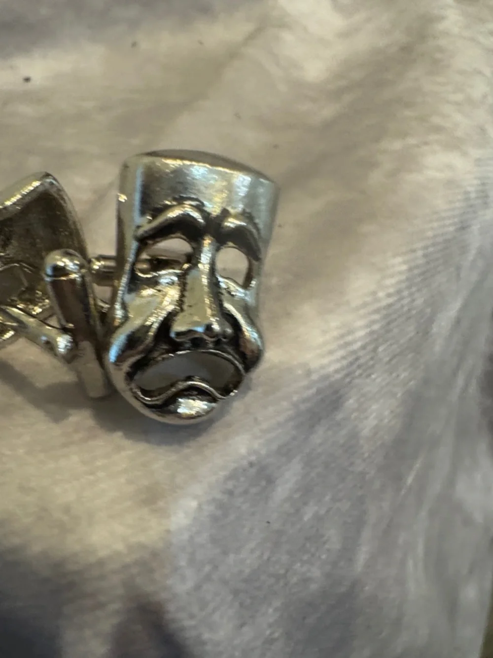 Theater Mask Silver Ring Cufink Set Comedy &‎ Tragedy